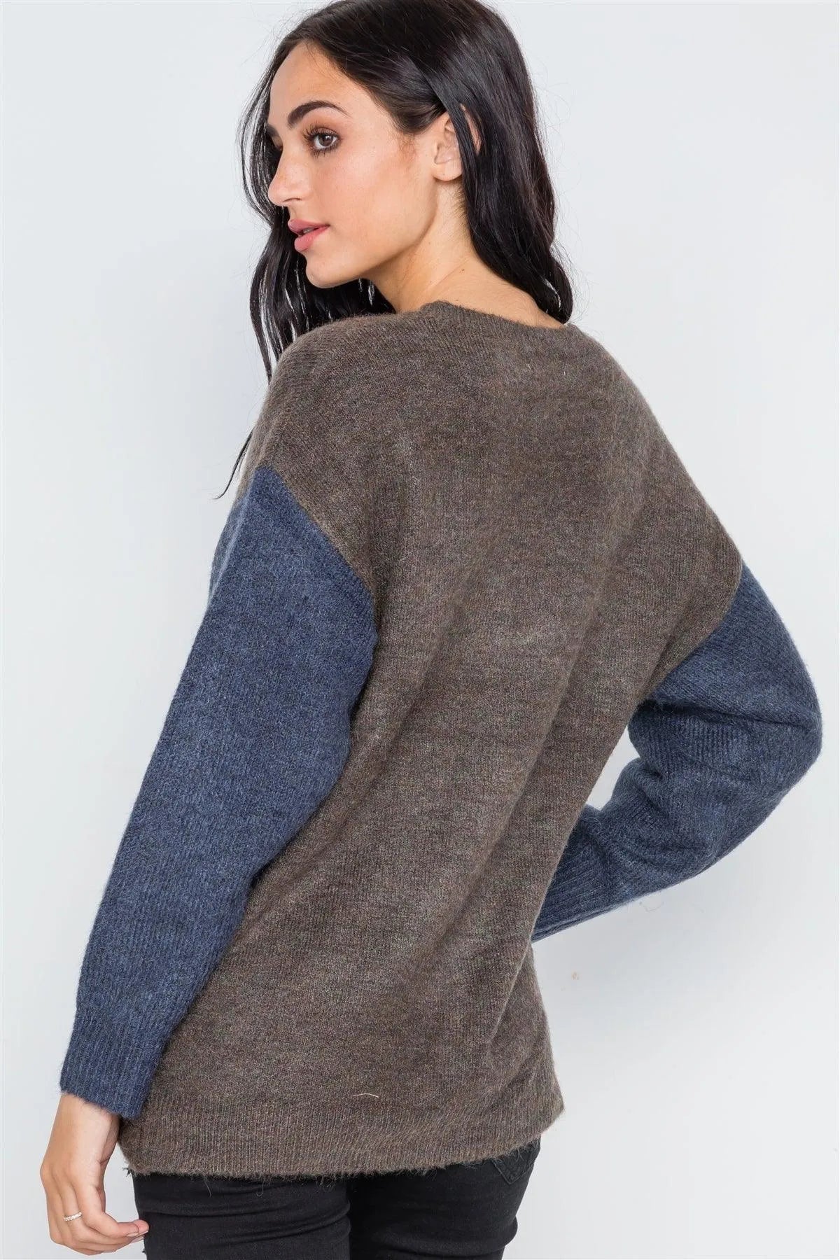 Multi Color Casual Long Sleeve Sweater /3-3 - Tasha Apparel Wholesale