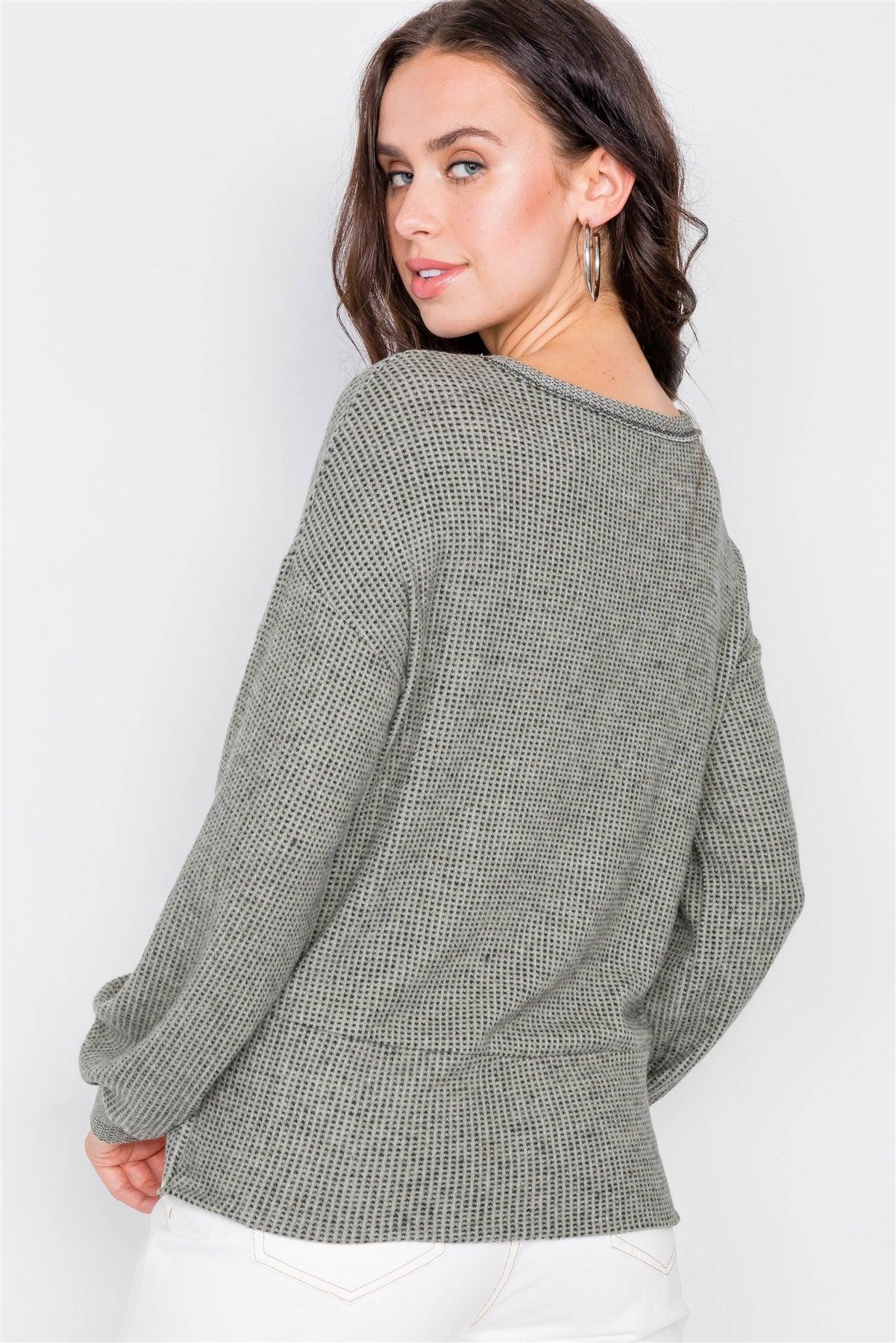 Moss Relaxed Pullover Long Sleeve Cross Front Top
