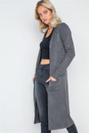 Charcoal Button Front Longline Cardigan