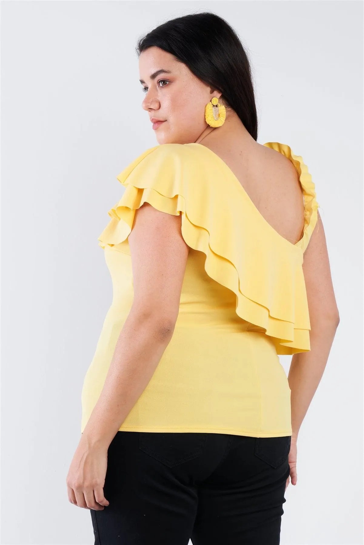 Junior Plus Size Lemon Off The Shoulder Top /3-2-1 - Tasha Apparel Wholesale
