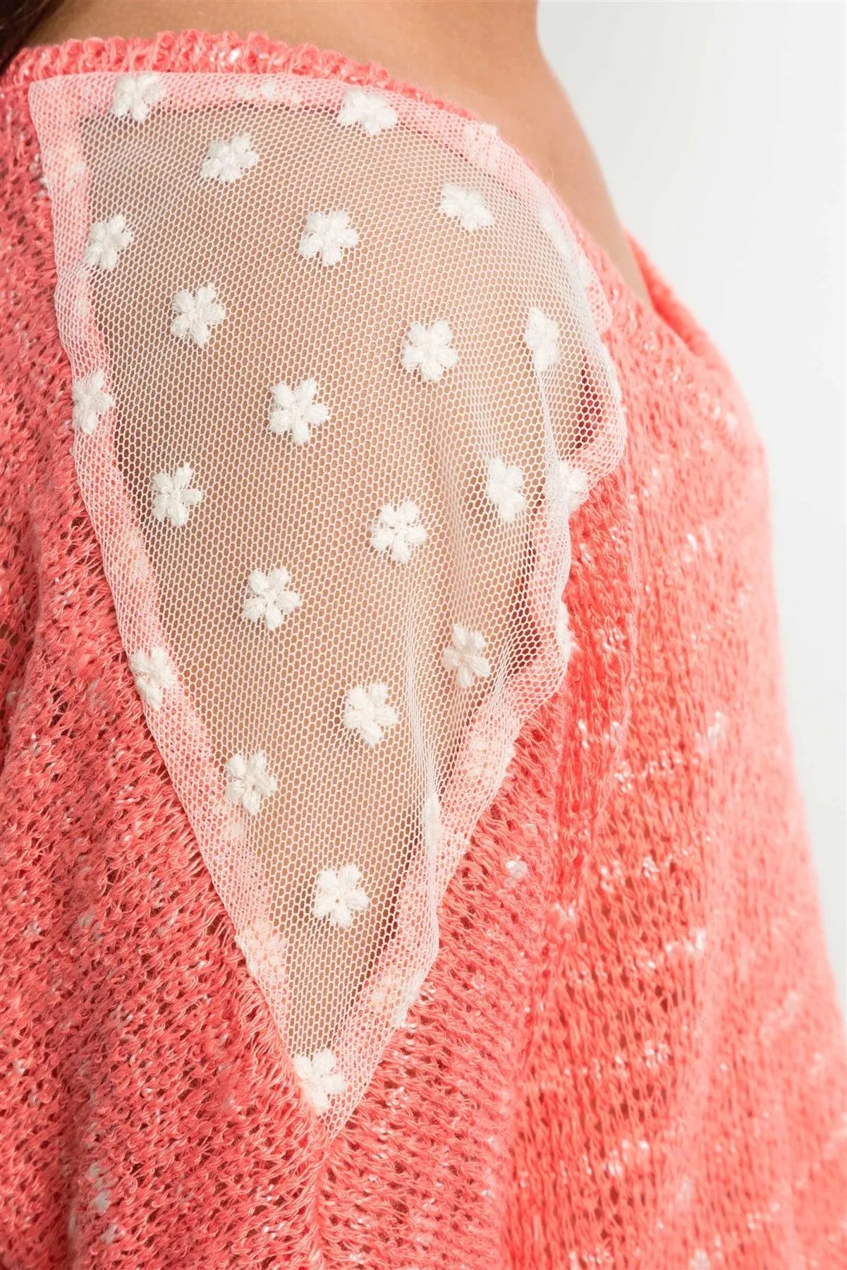 Girls Coral Knit Short Sleeve Top WIth Mesh Shoulder / 1-2-2-1 - Tasha Apparel Wholesale