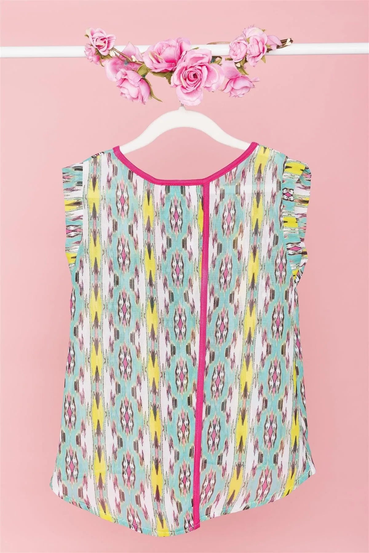 Girls Multi Color Sheer Split Back Top /4-1 - Tasha Apparel Wholesale