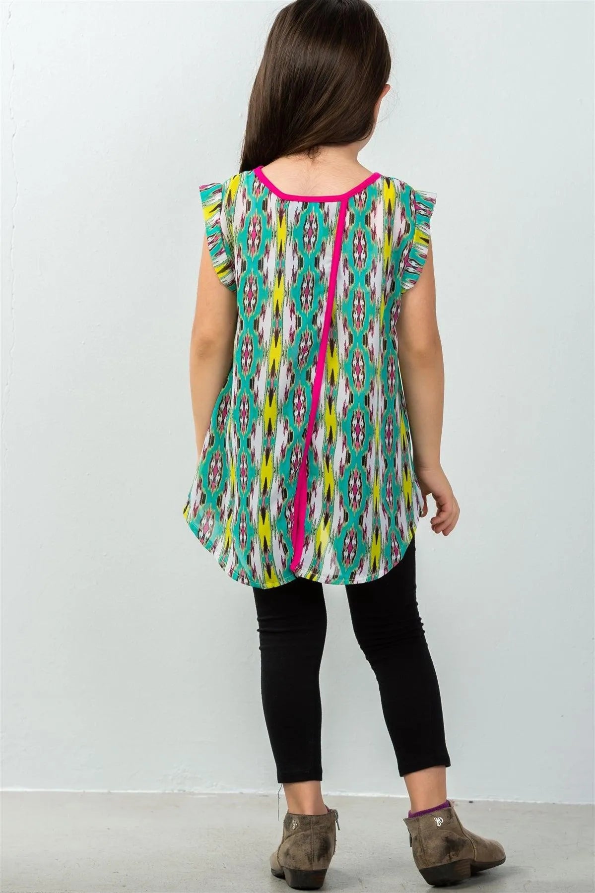 Girls Multi Color Sheer Split Back Top / 1-2-2-1 - Tasha Apparel Wholesale