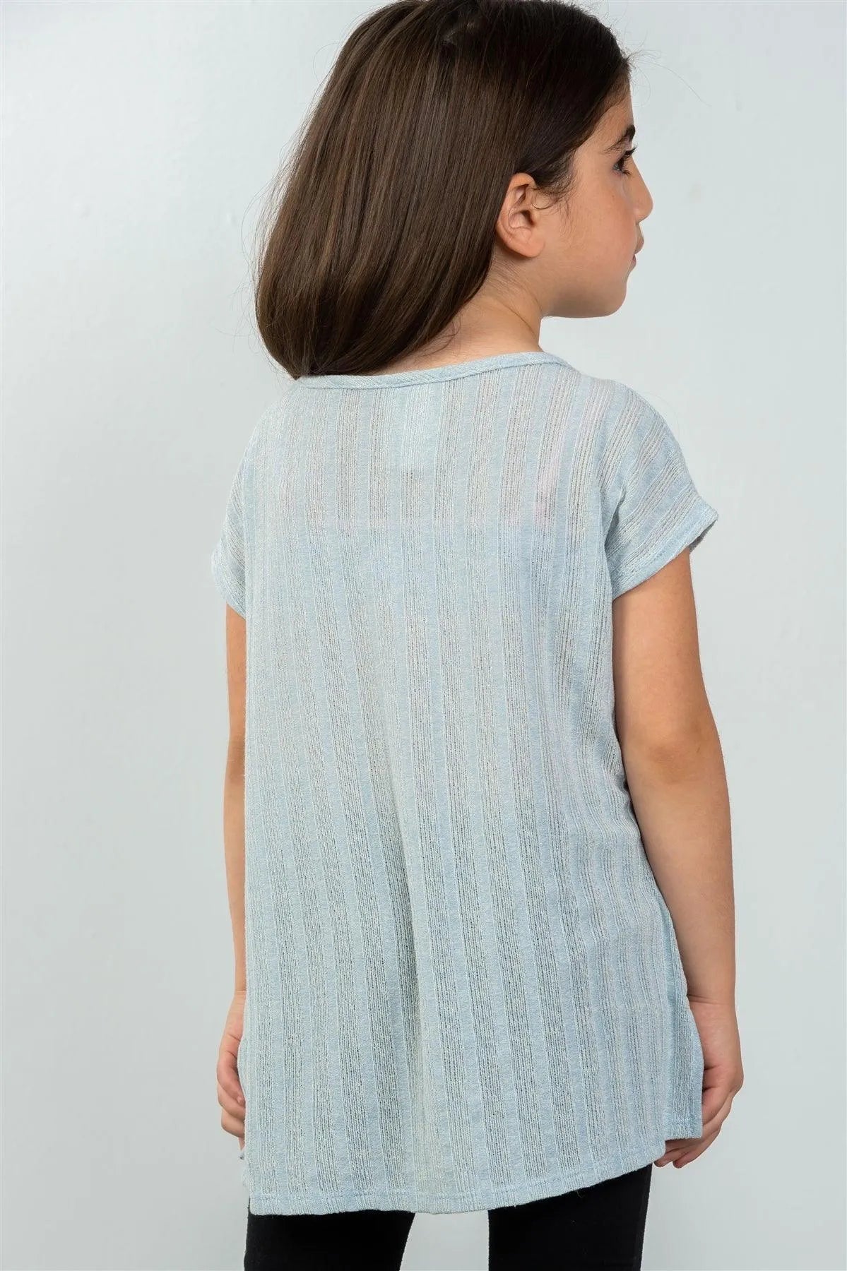 Girls Blue Ribbed Sleeveless Hi-Low Top / 1-2-2-1 - Tasha Apparel Wholesale