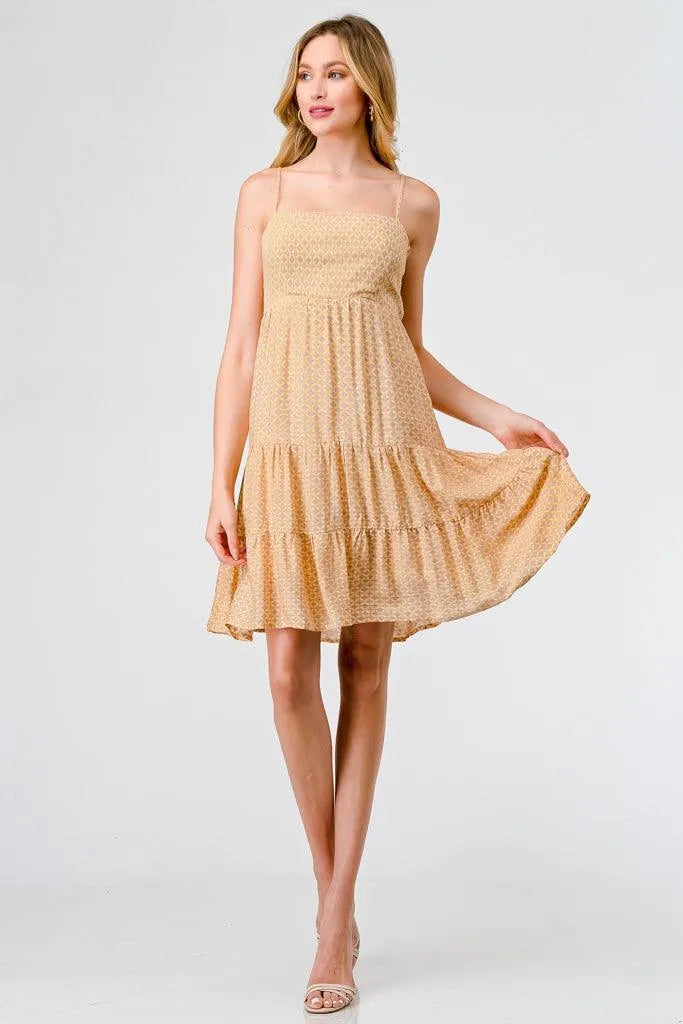 Yellow & Lilac Floral Strappy Back Tie Mini Dress /3-2-1 - Tasha Apparel Wholesale