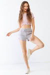 Lavender Knit Inside-Out High Waist Shorts /1-2-2-1