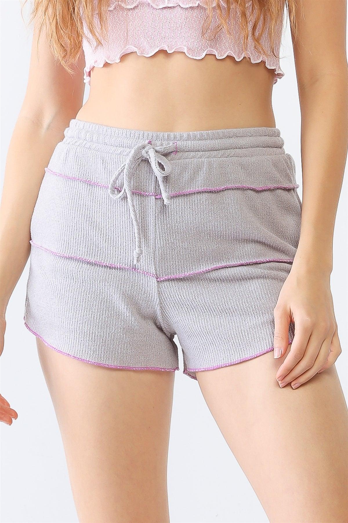 Lavender Knit Inside-Out High Waist Shorts /1-2-2-1