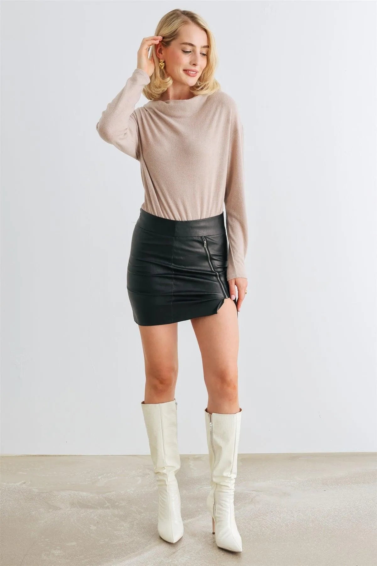 Taupe Long Sleeve Soft To Touch Bodysuit /1-2-2-1 - Tasha Apparel Wholesale