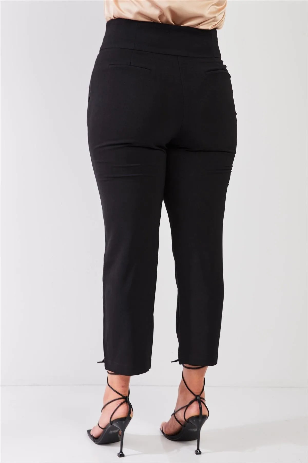 Junior Plus Black High-Waisted Classic Pegged Pants /2-2-2 - Tasha Apparel Wholesale
