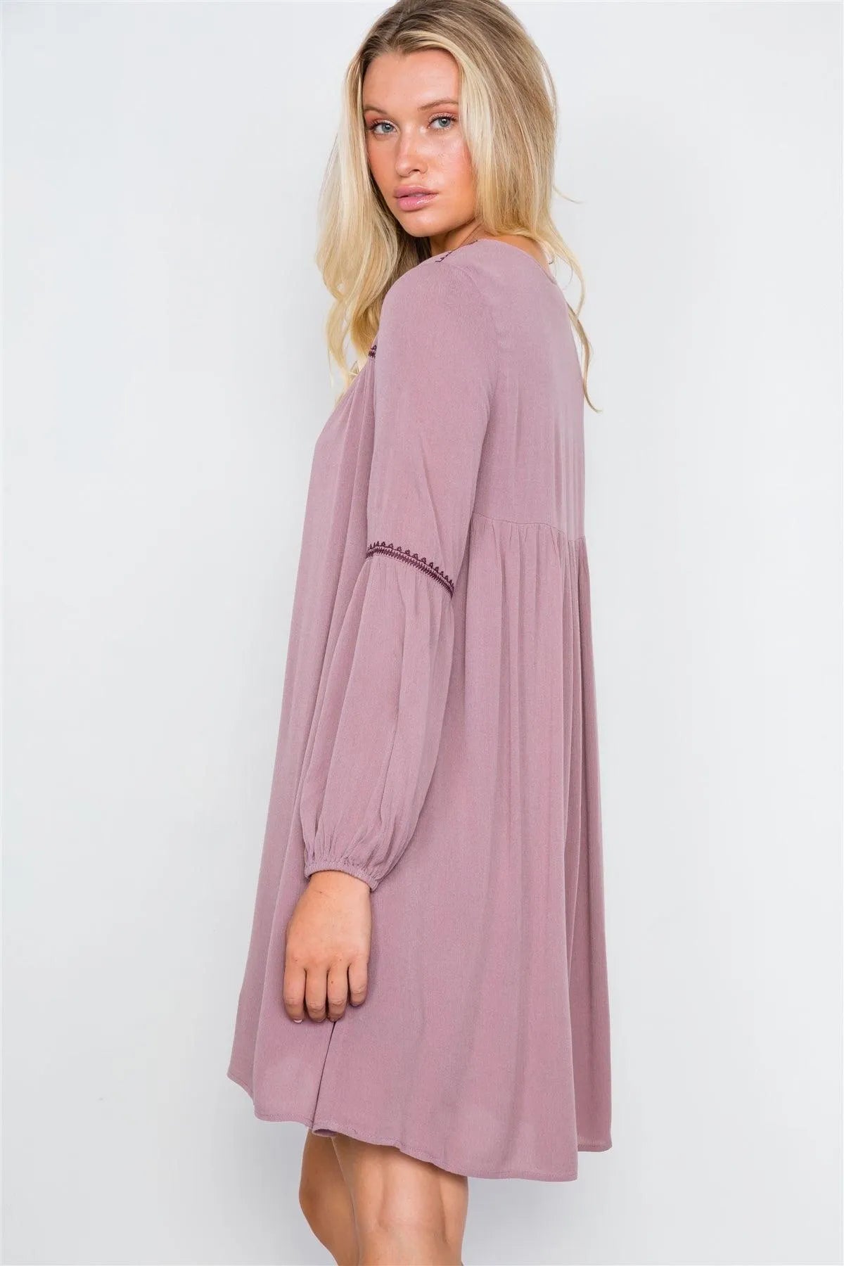 Ruby Violette Floral Embroidery Boho Dress - Tasha Apparel Wholesale