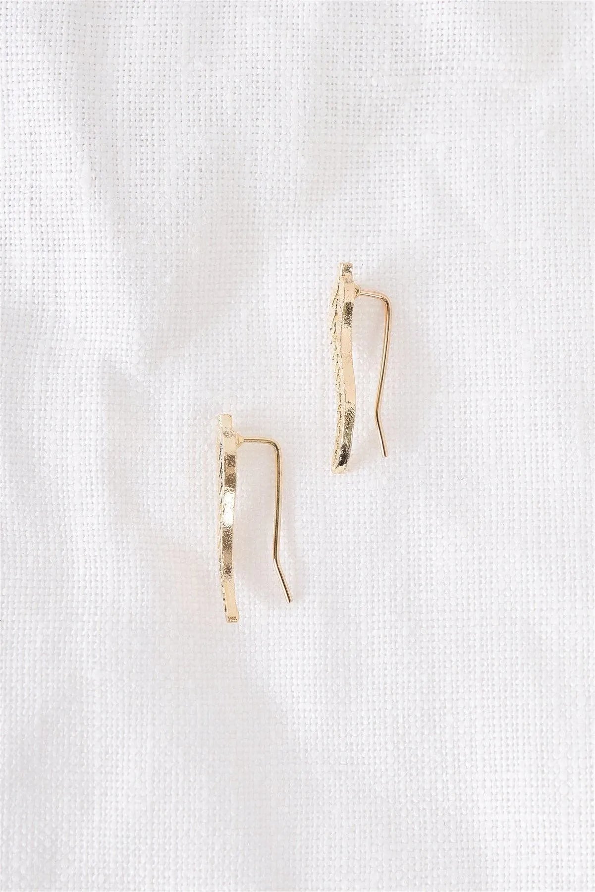 Gold Feather Wire Earrings - Tasha Apparel Wholesale