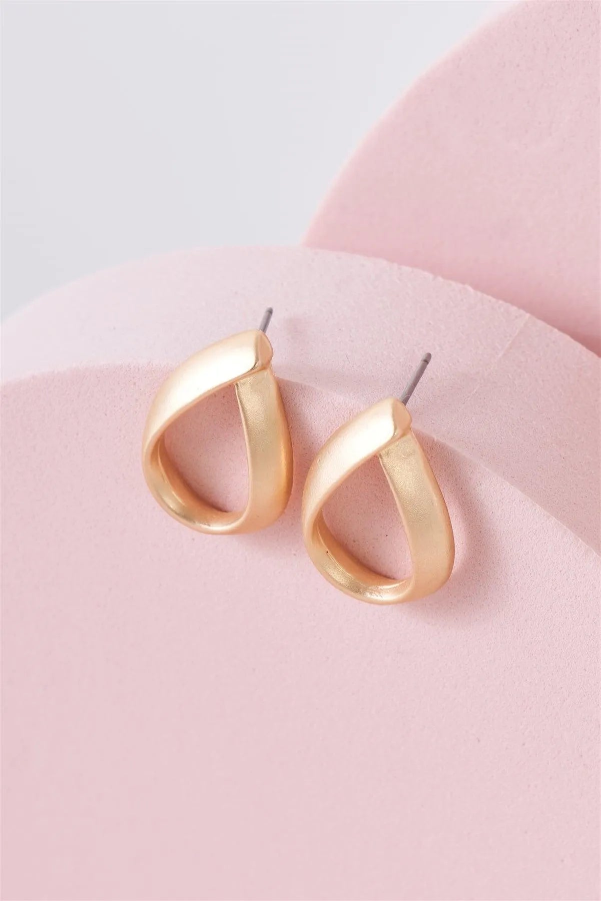 Matte Gold Looped Water Drop Stud Earrings - Tasha Apparel Wholesale