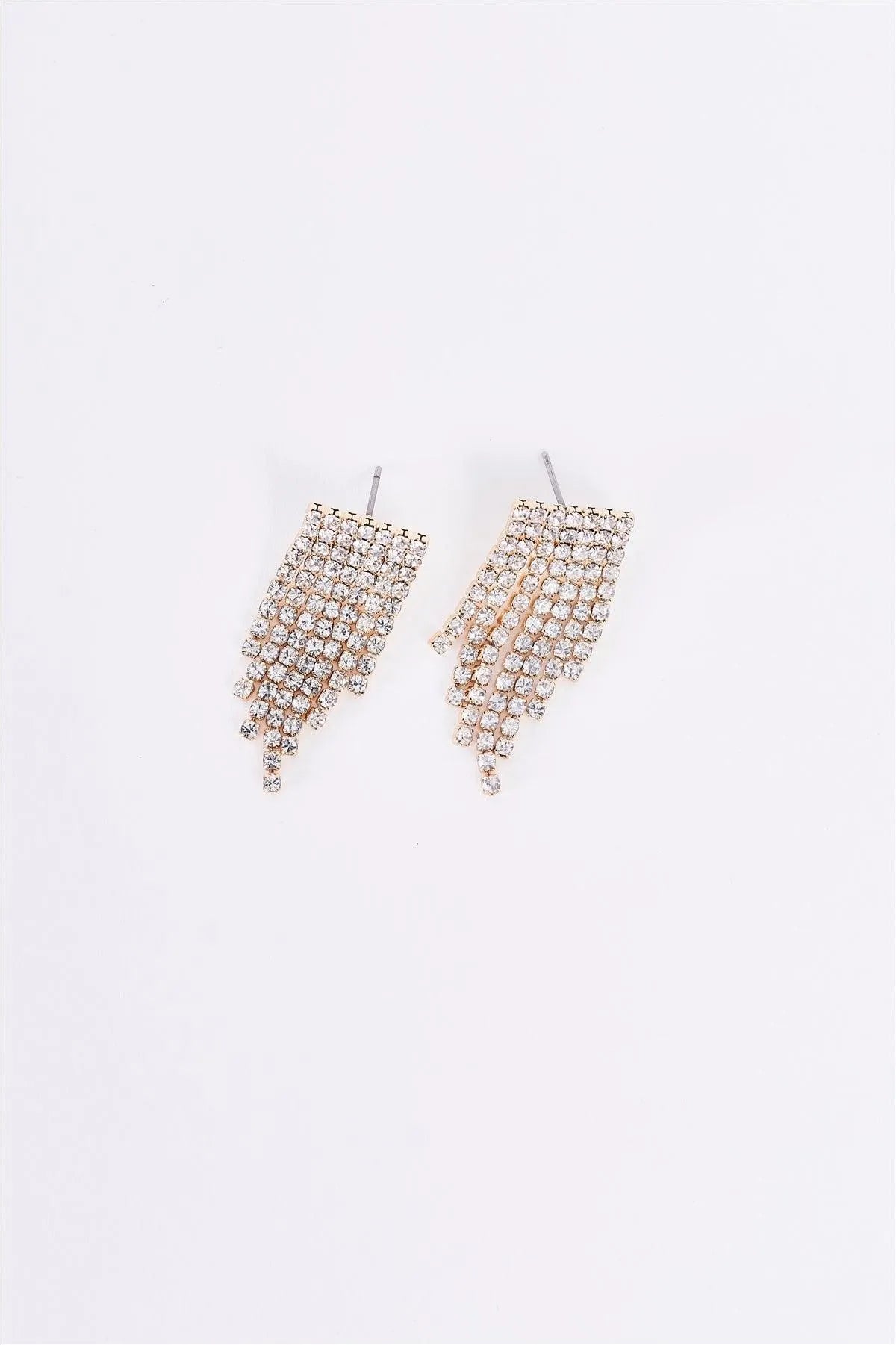 Gold Rhinestone Small Drop Earrings - Tasha Apparel Wholesale