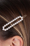 Gold & Pearl Long Oval Barrette Clip /3 Pieces