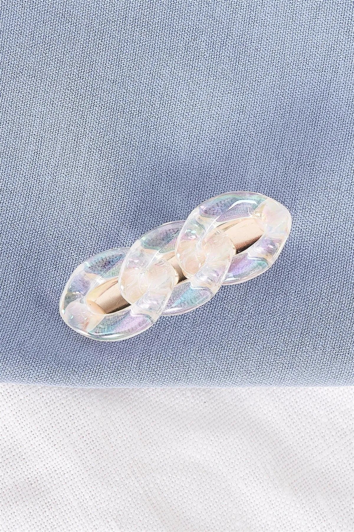 3pcs Clear Iridescent Chain Link Alligator Hair Clip - Tasha Apparel Wholesale