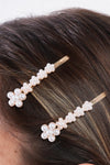 Gold Pearl Flower Sectioning Metal Barrette /3 Pieces