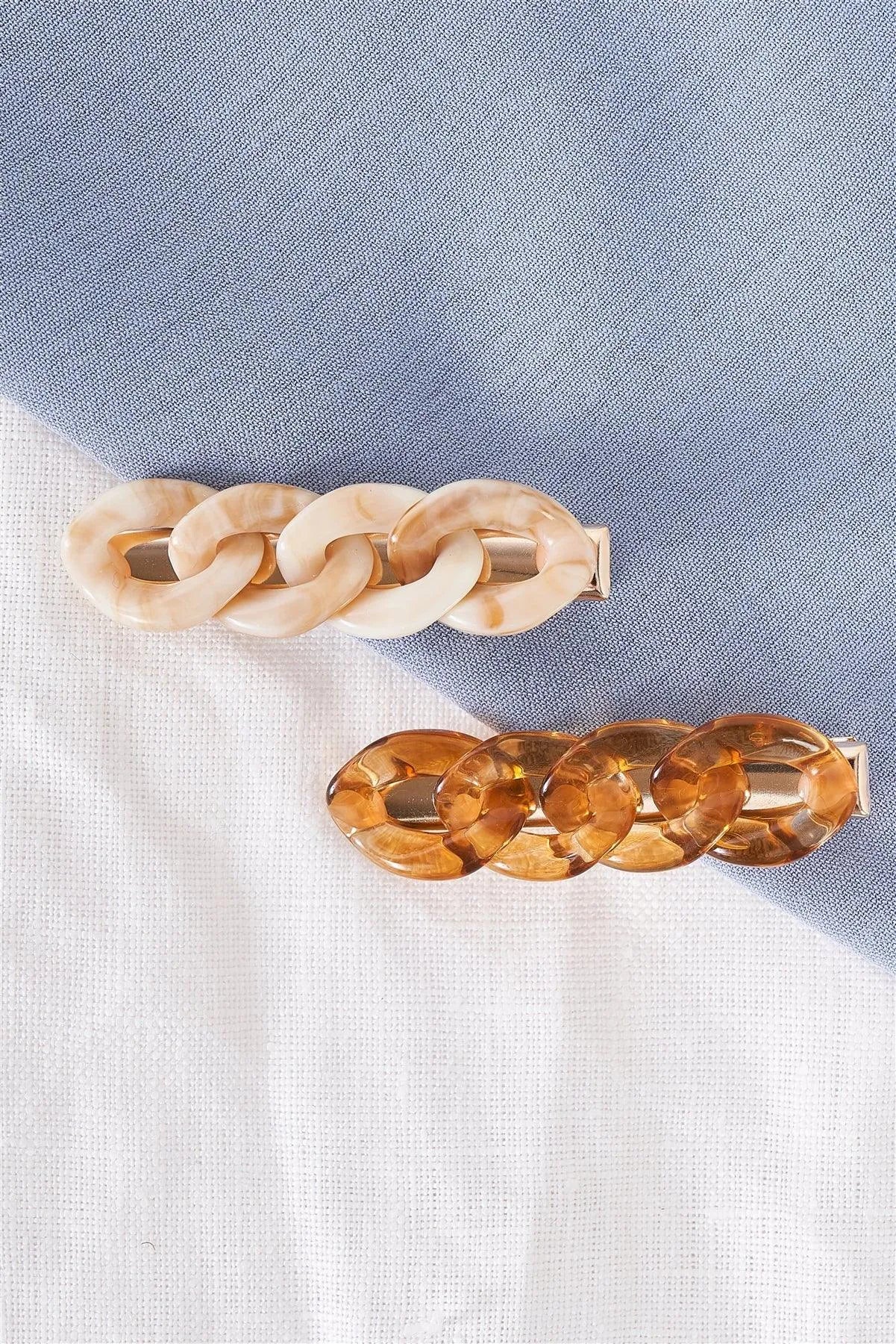 Ivory Marble Chain Link Alligator Hair Clip /3 Pieces - Tasha Apparel Wholesale