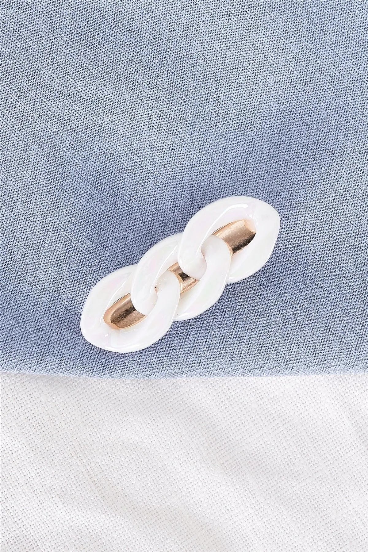 Pearl Iridescent Chain Link Alligator Hair Clip - Tasha Apparel Wholesale