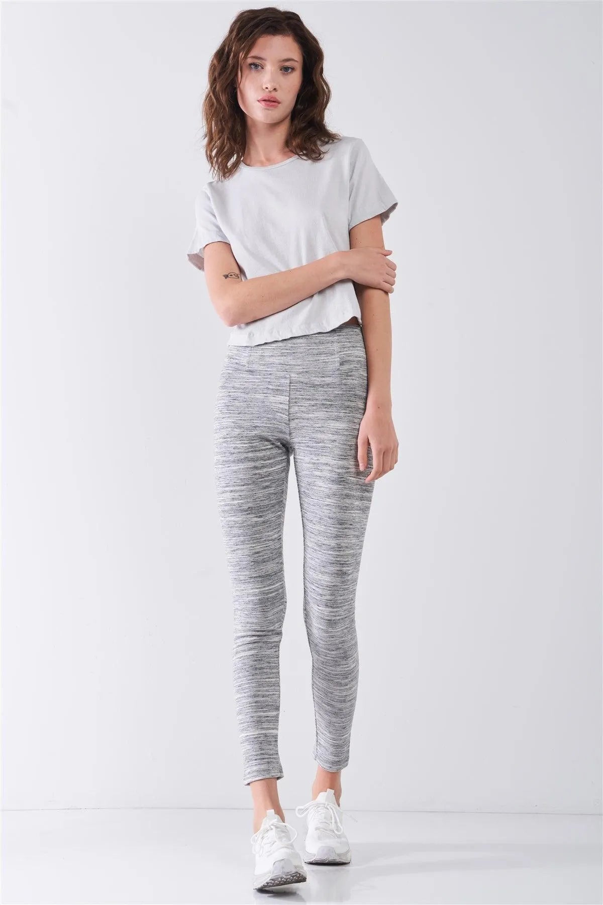 Moonshine Grey Short Sleeve Round Neck Petal Split Back Detail Crop Tee /1-2-2-1 - Tasha Apparel Wholesale