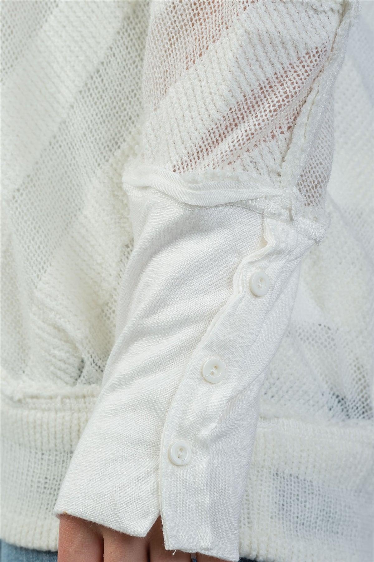 White Mesh Knit Sweater And Tank Duo /3-2-2
