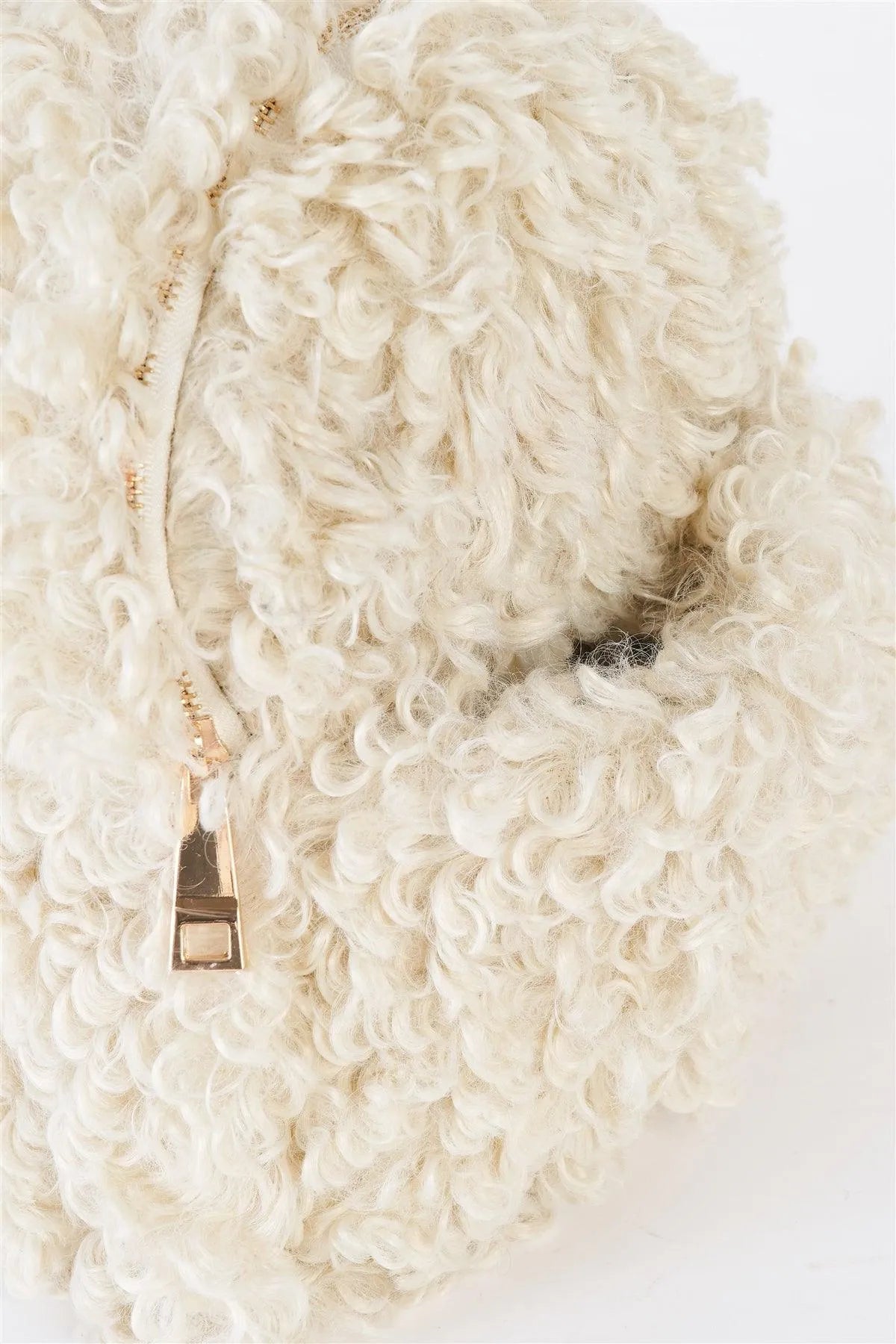 Ivory Fuzzy Faux Fur Teddy Bear Mini Backpack /1 Bag - Tasha Apparel Wholesale