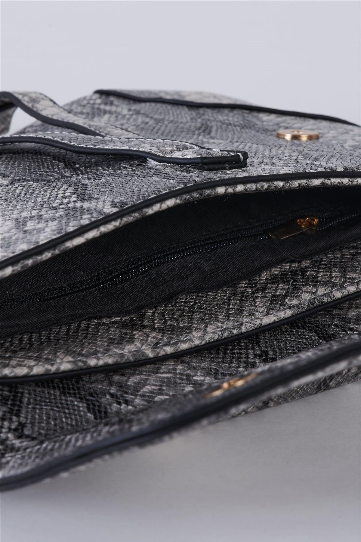Monochromatic Snake Print Retro Crossbody Handbag /1 Bag