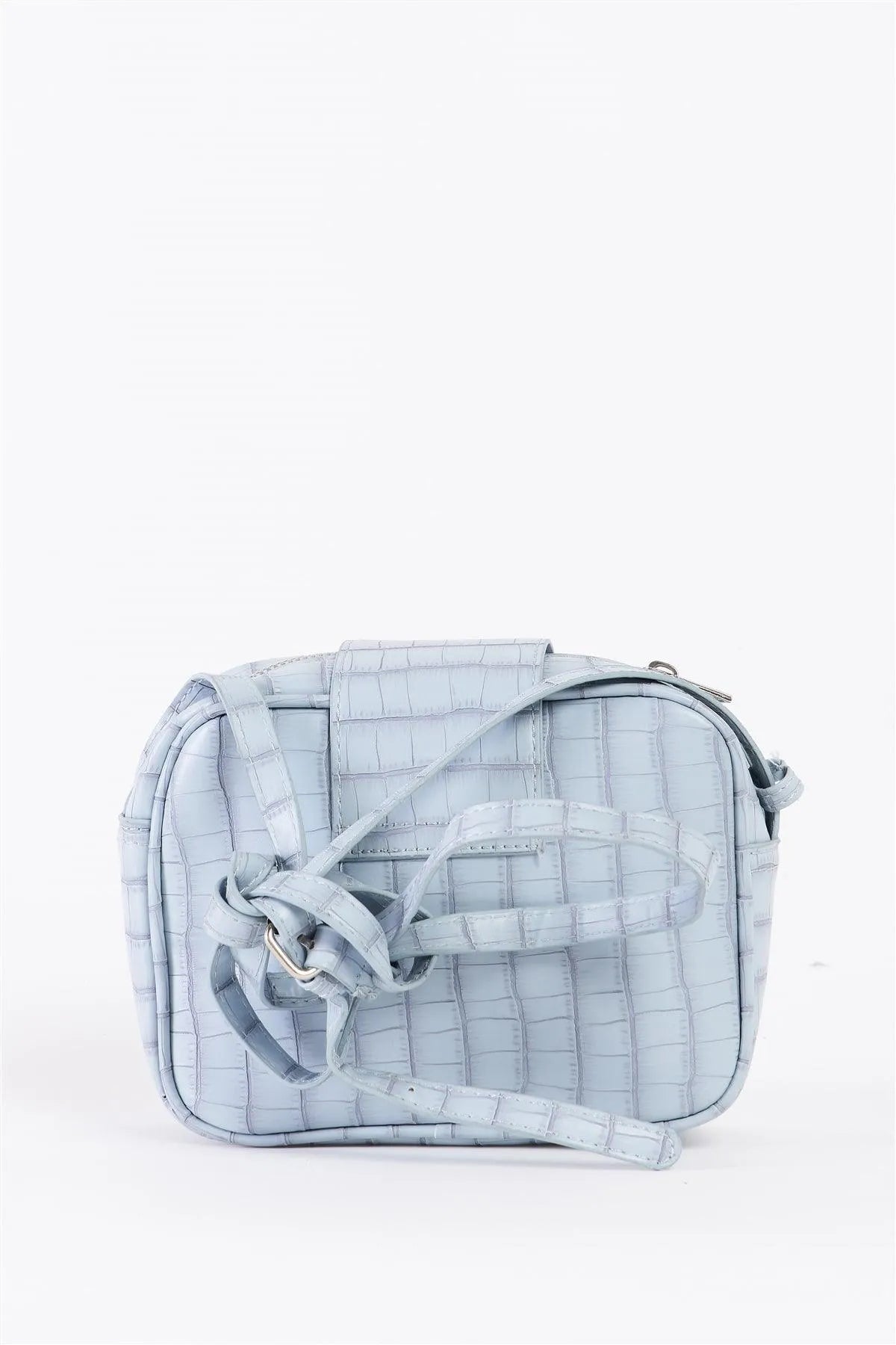 Baby Blue Alligator Vegan Leather Rectangle Crossbody Bag /3 Bags - Tasha Apparel Wholesale