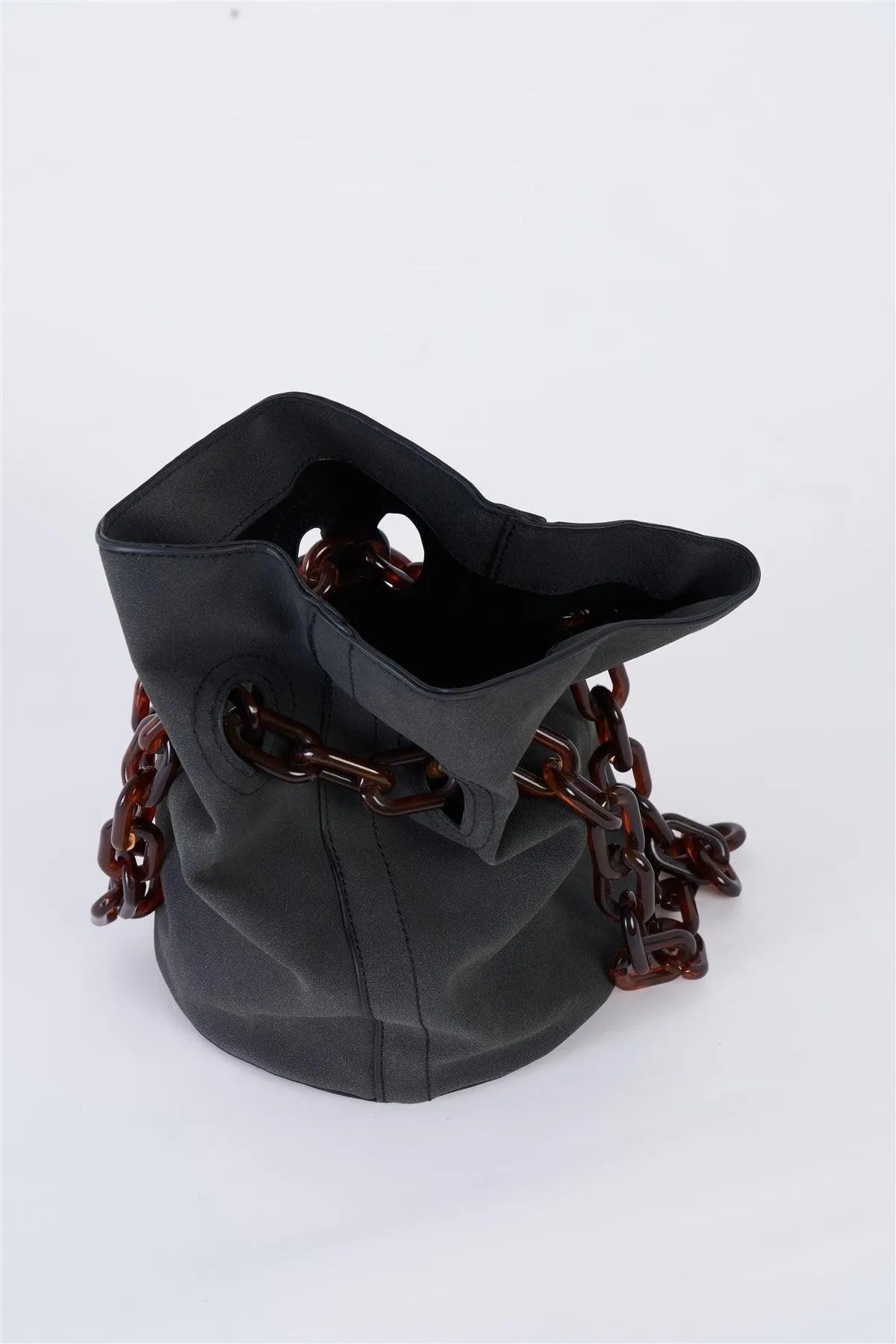 Black Suede Chain Handle Detail Fashion Bucket Bag /1 Bag - Tasha Apparel Wholesale