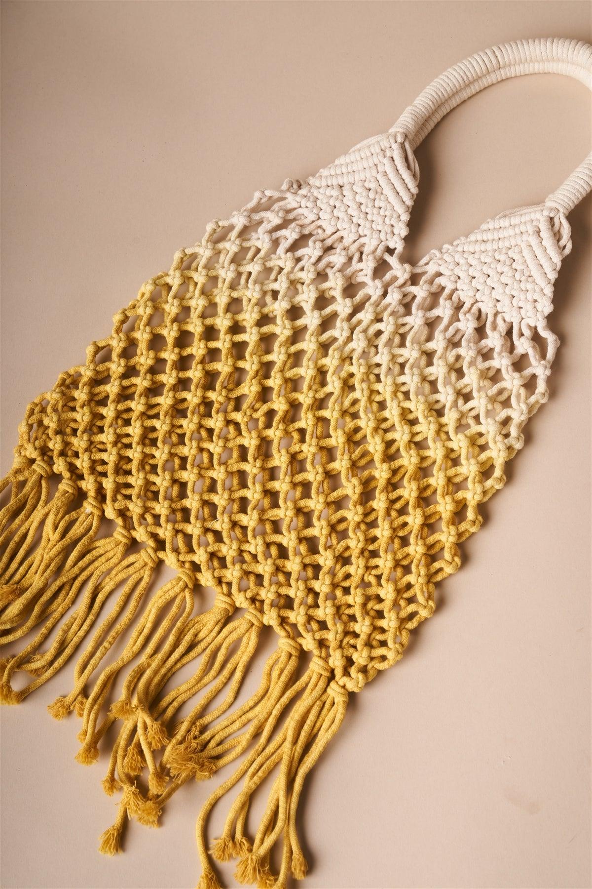 Yellow Cotton Net Fringe Fashion Bag /1 Bag