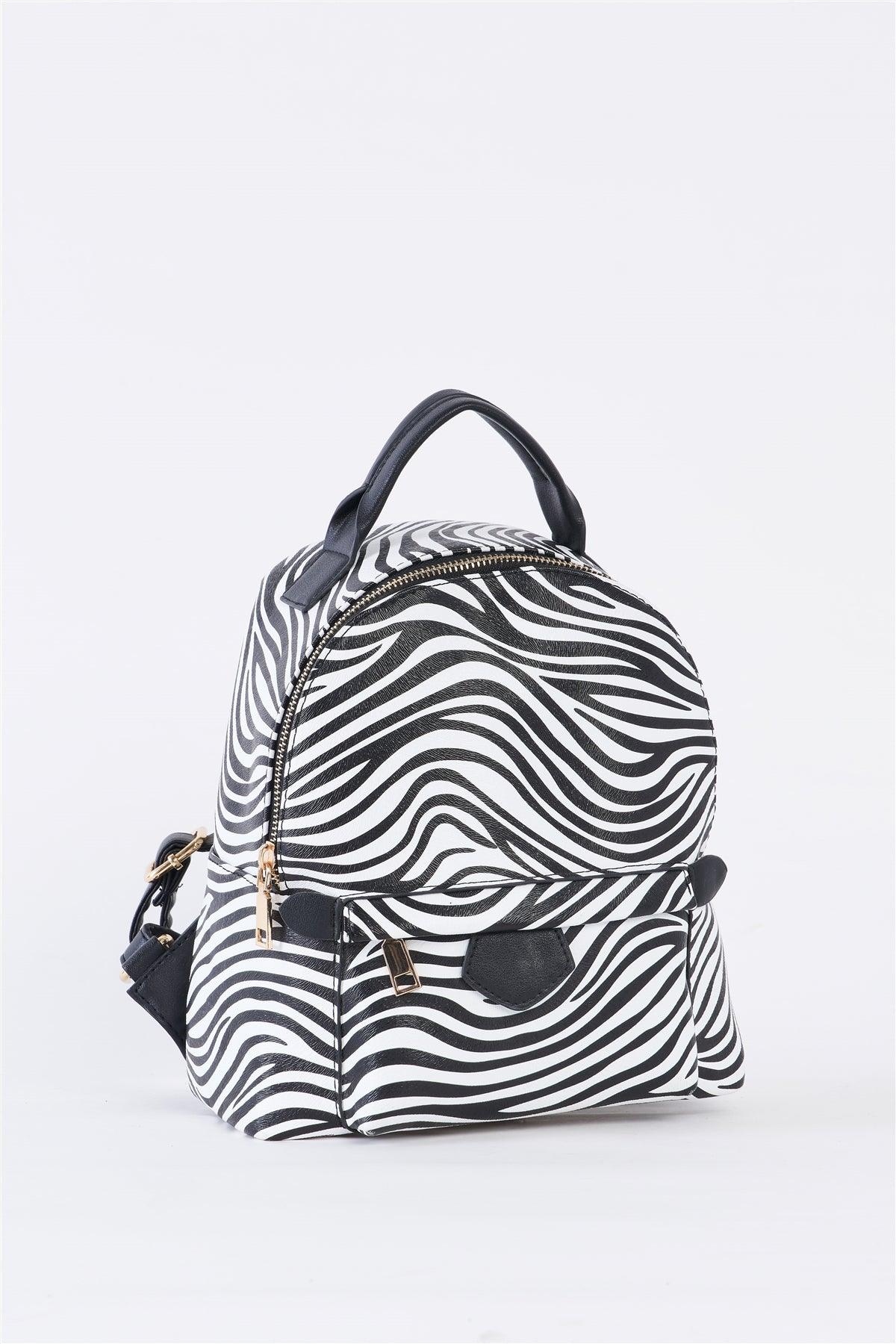 Safari Zebra Print Vegan Leather Fashion Backpack /1 Bag
