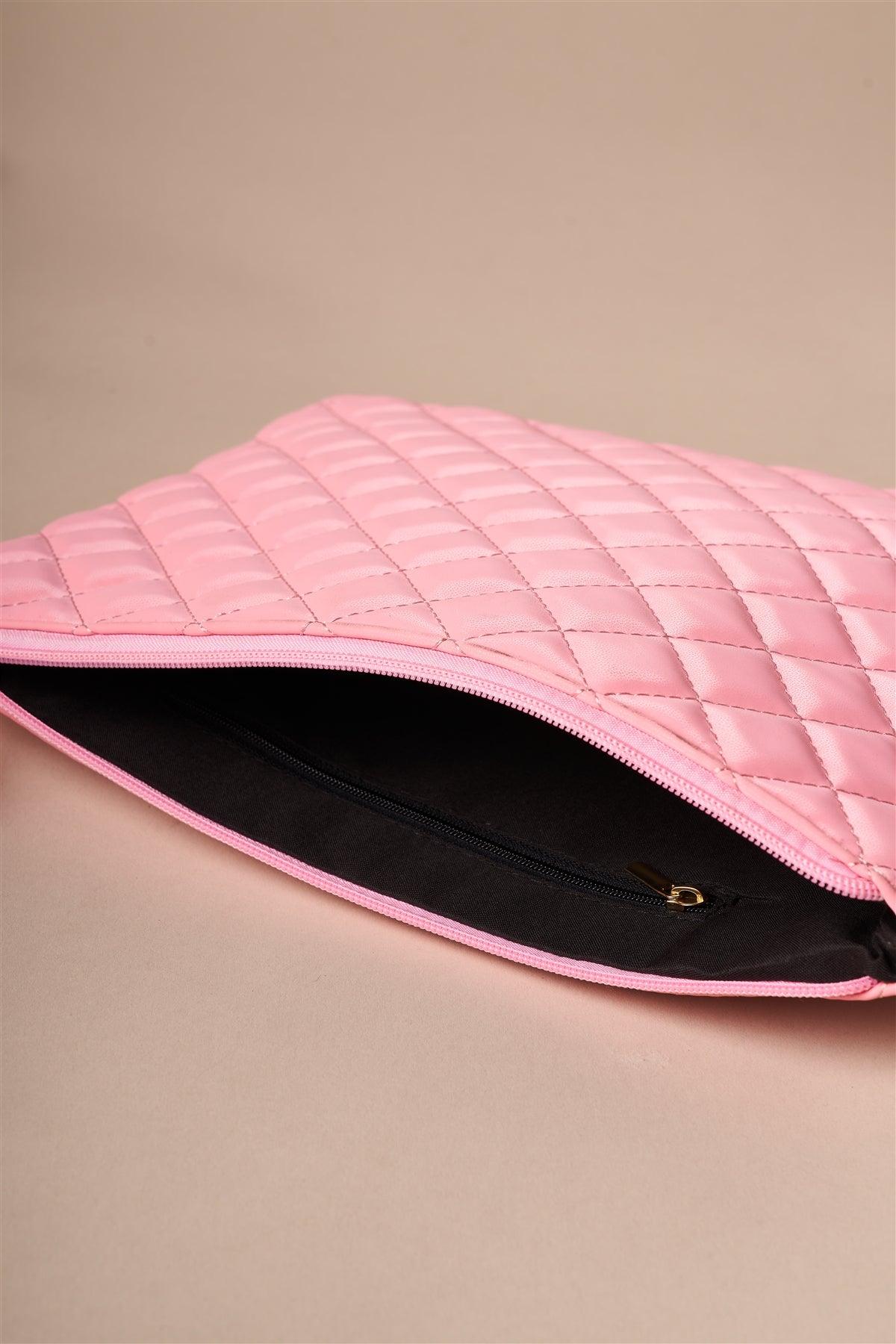 Pink Quilted Rectangle Pouch Bag /1 Bag