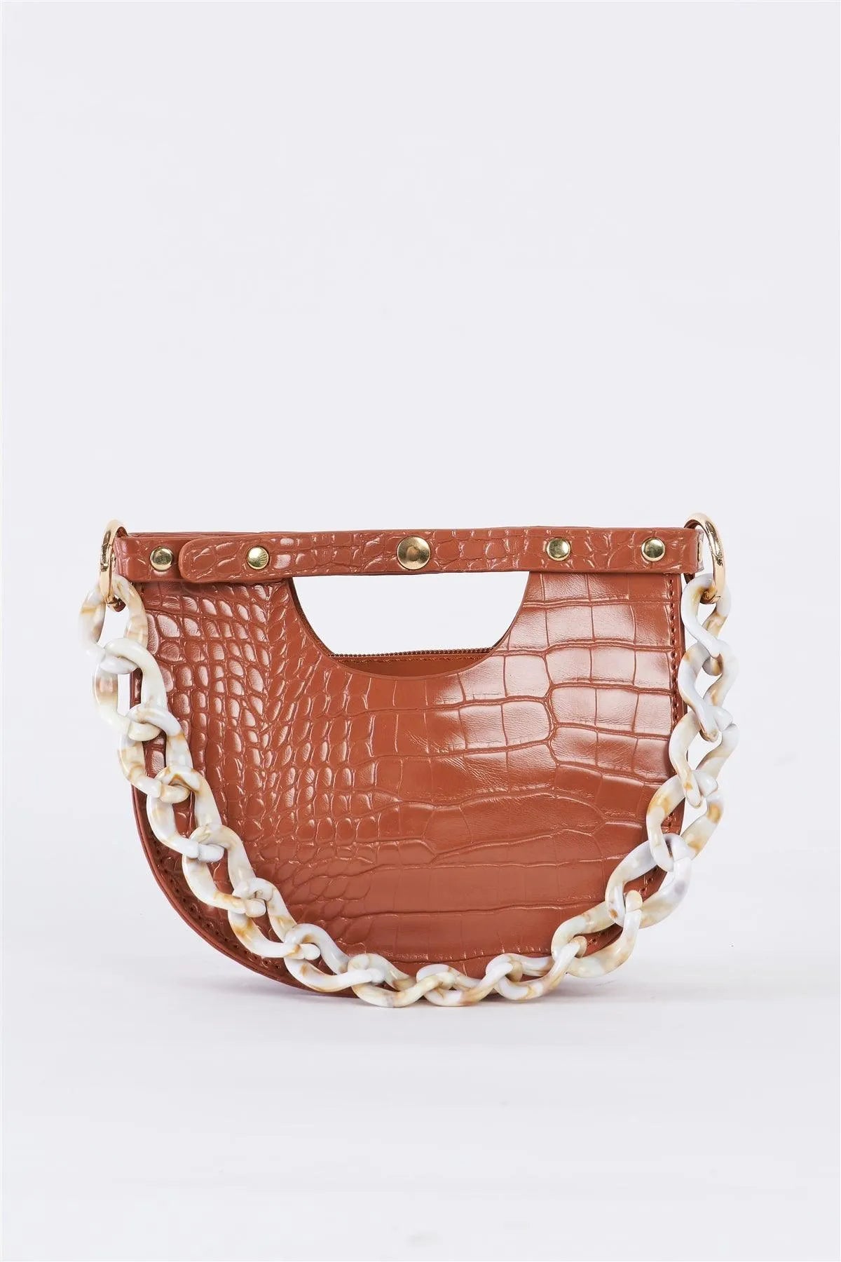 Brown Faux Alligator Skin Fashion Handbag /3 Bags - Tasha Apparel Wholesale