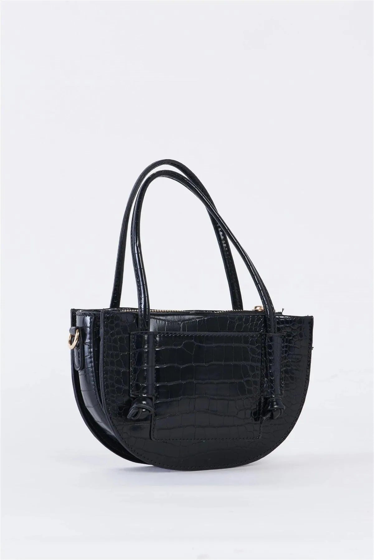 Black Crescent Faux Alligator Skin Shoulder Bag /1 Bag - Tasha Apparel Wholesale