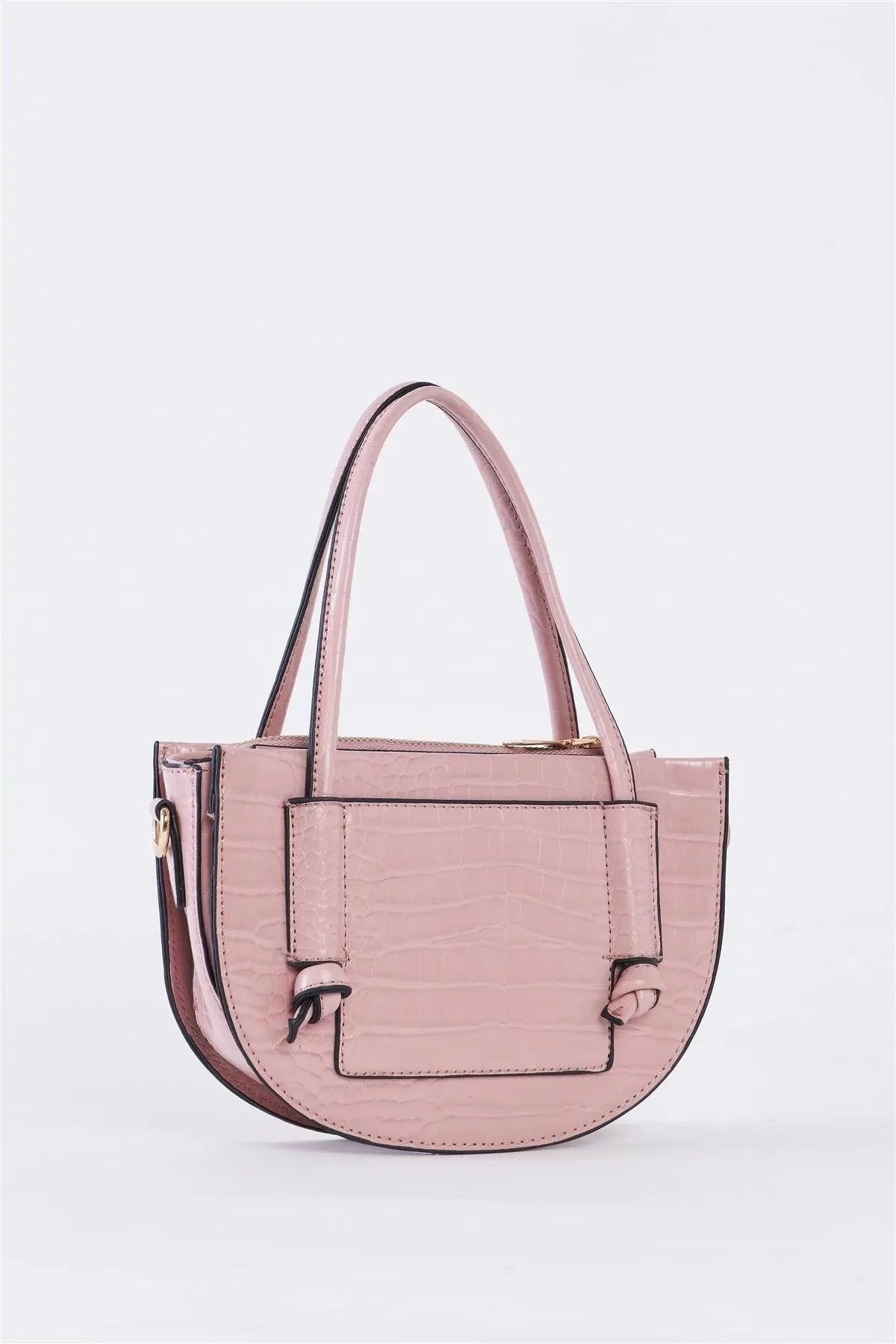 Powder Pink Crescent Faux Alligator Skin Shoulder Bag /1 Bag - Tasha Apparel Wholesale