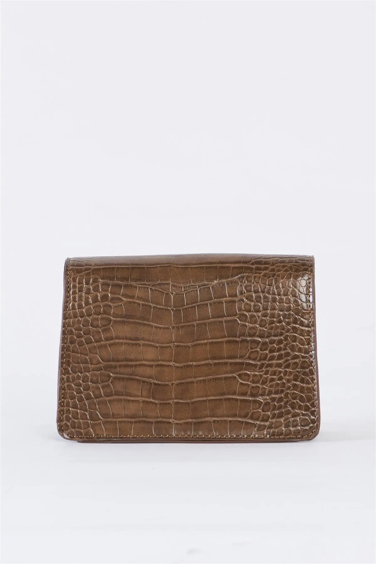 Deep Taupe Croc Hardware Belt Strap Detail Shoulder Bag /3 Bags - Tasha Apparel Wholesale