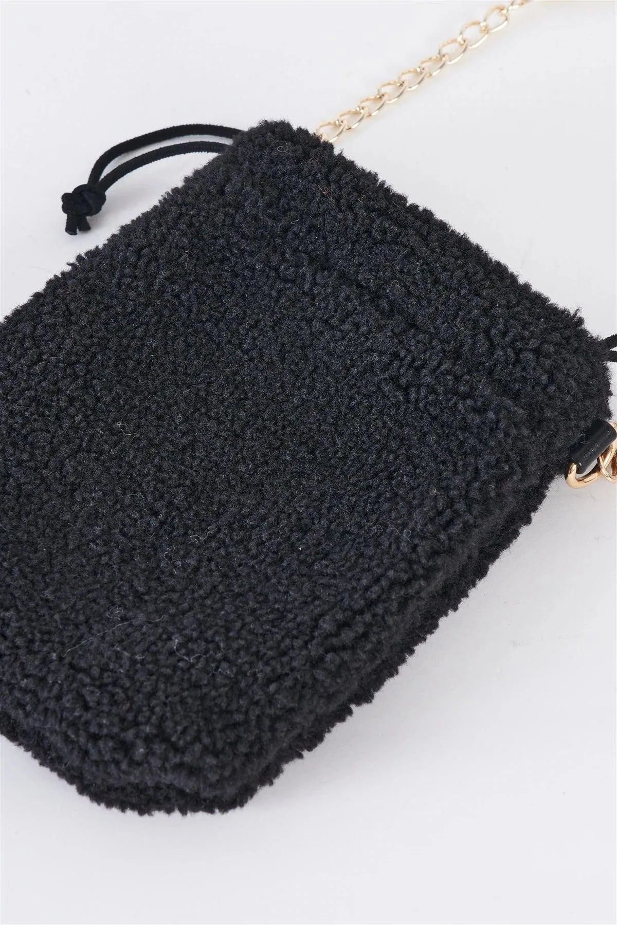 Black Faux Fur Plush Crossbody Pouch Bag /1 Bag - Tasha Apparel Wholesale