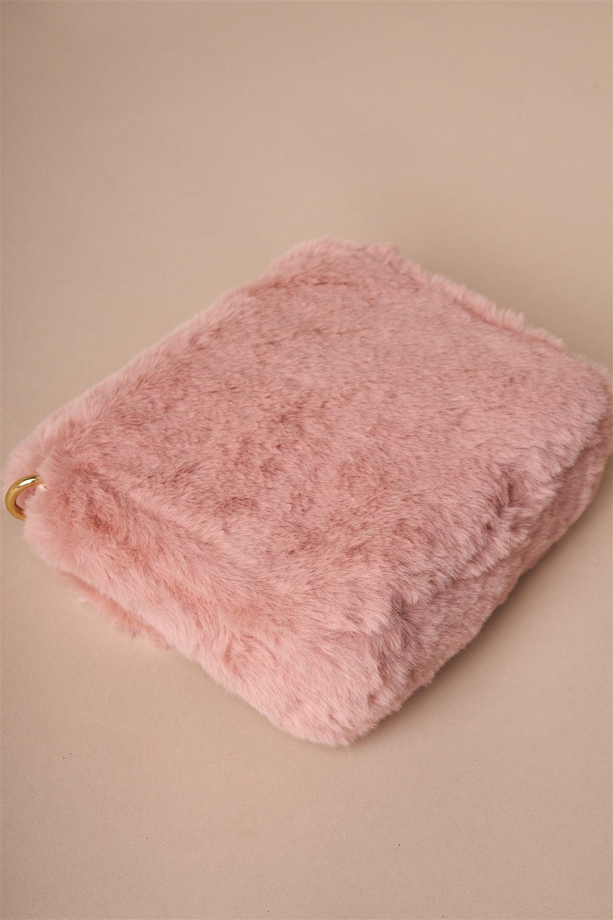 Dusty Pink Faux Fur Clutch Crossbody Bag /1 Bag