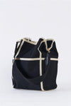 Black Canvas Hardware Belt Detail Shoulder Strap Tote Bag /1 Bag