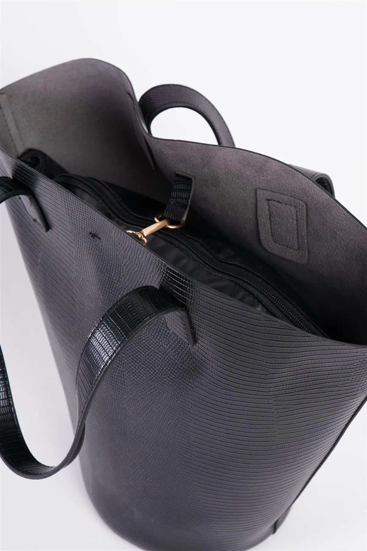 Black Trapezoid Snake Vegan Leather Bag /3 Bags - Tasha Apparel Wholesale