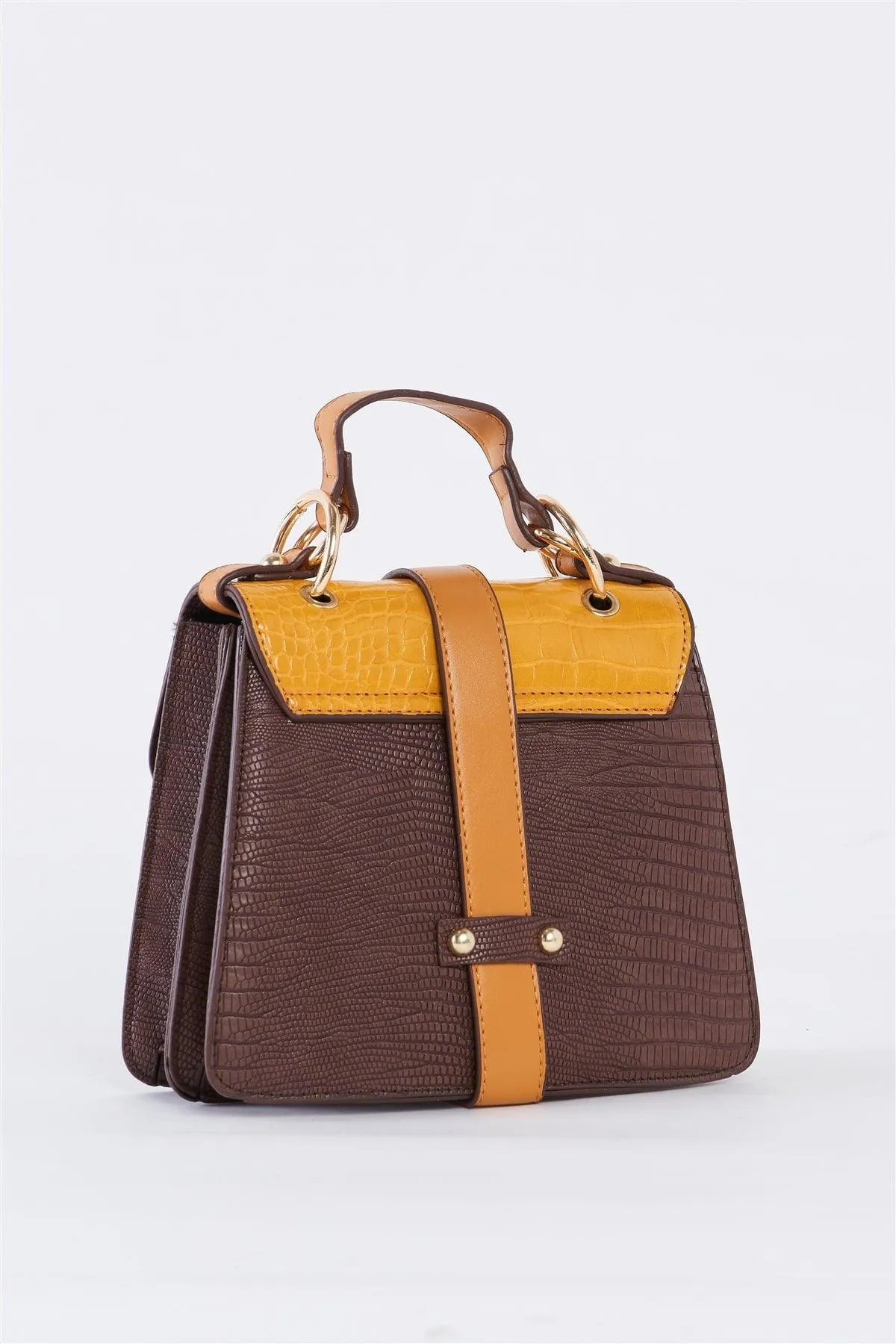 Yellow Multicolor Retro Inspired Alligator Vegan Leather Bag /3 Bags - Tasha Apparel Wholesale