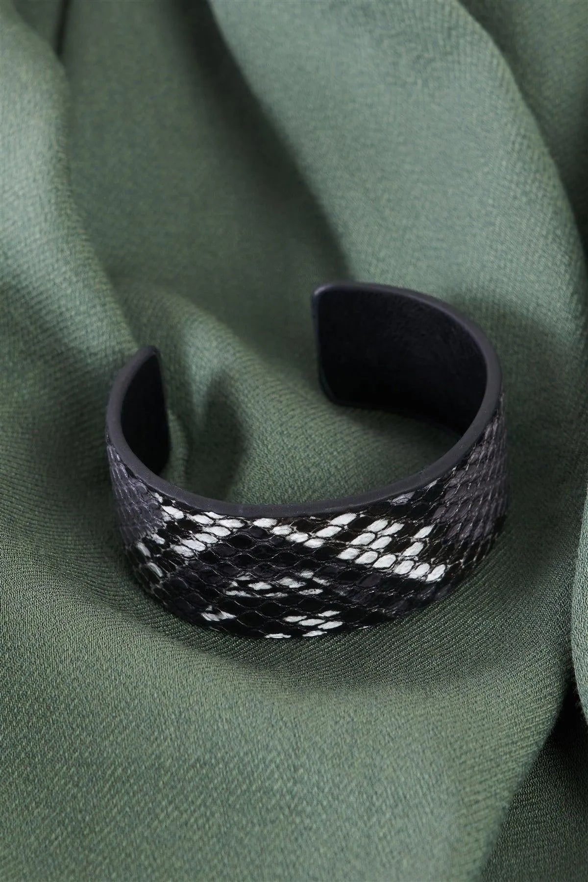Vegan Snakeskin Open Wide Cuff Bracelet - Tasha Apparel Wholesale