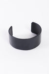 Black Faux Leather Wide Cuff Bracelet /6 Pieces