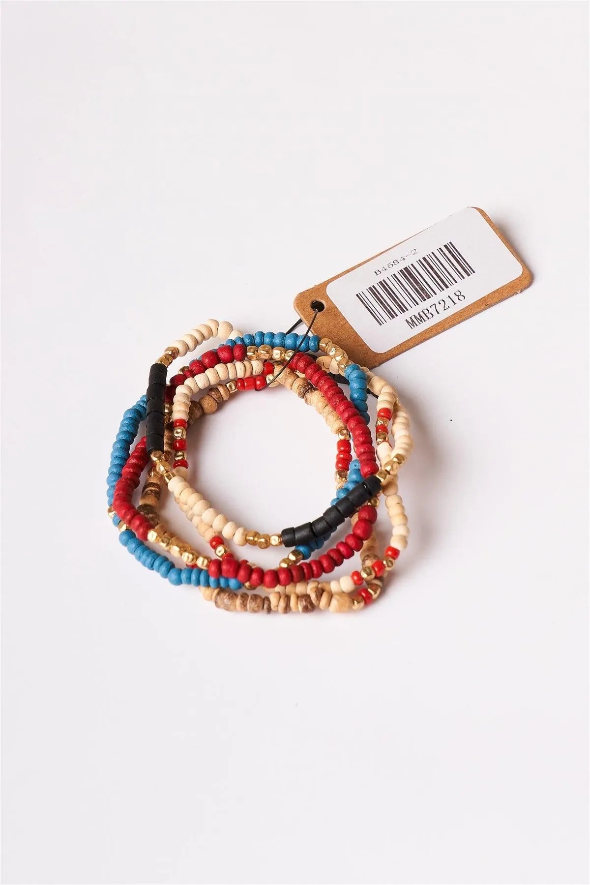 Khaki Multi Colored Beaded Bracelets - Tasha Apparel Wholesale