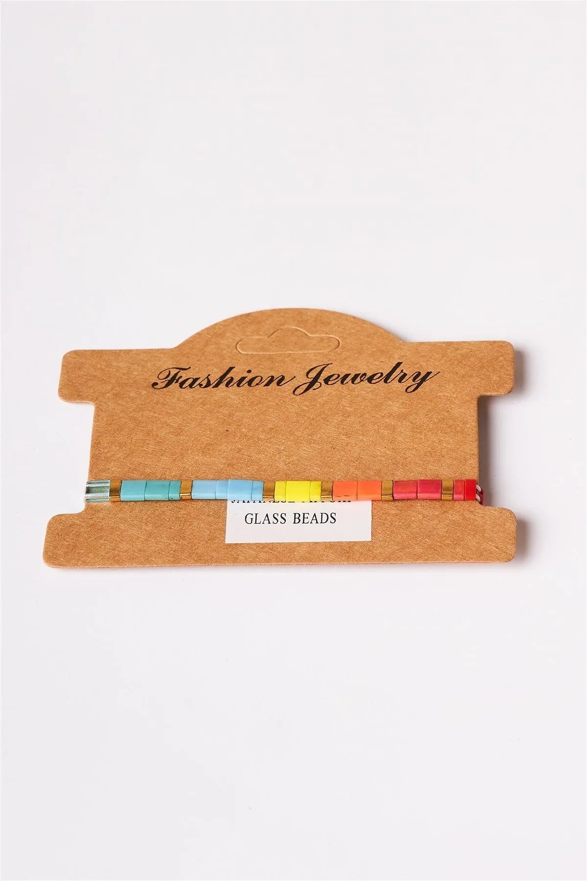 White Multi-Colored Beaded Bracelet /6 Pieces - Tasha Apparel Wholesale