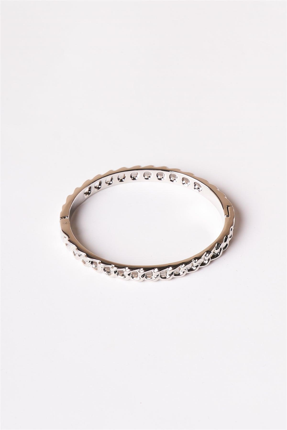 Silver Solid Chain Link Bangle Bracelet /1 Piece