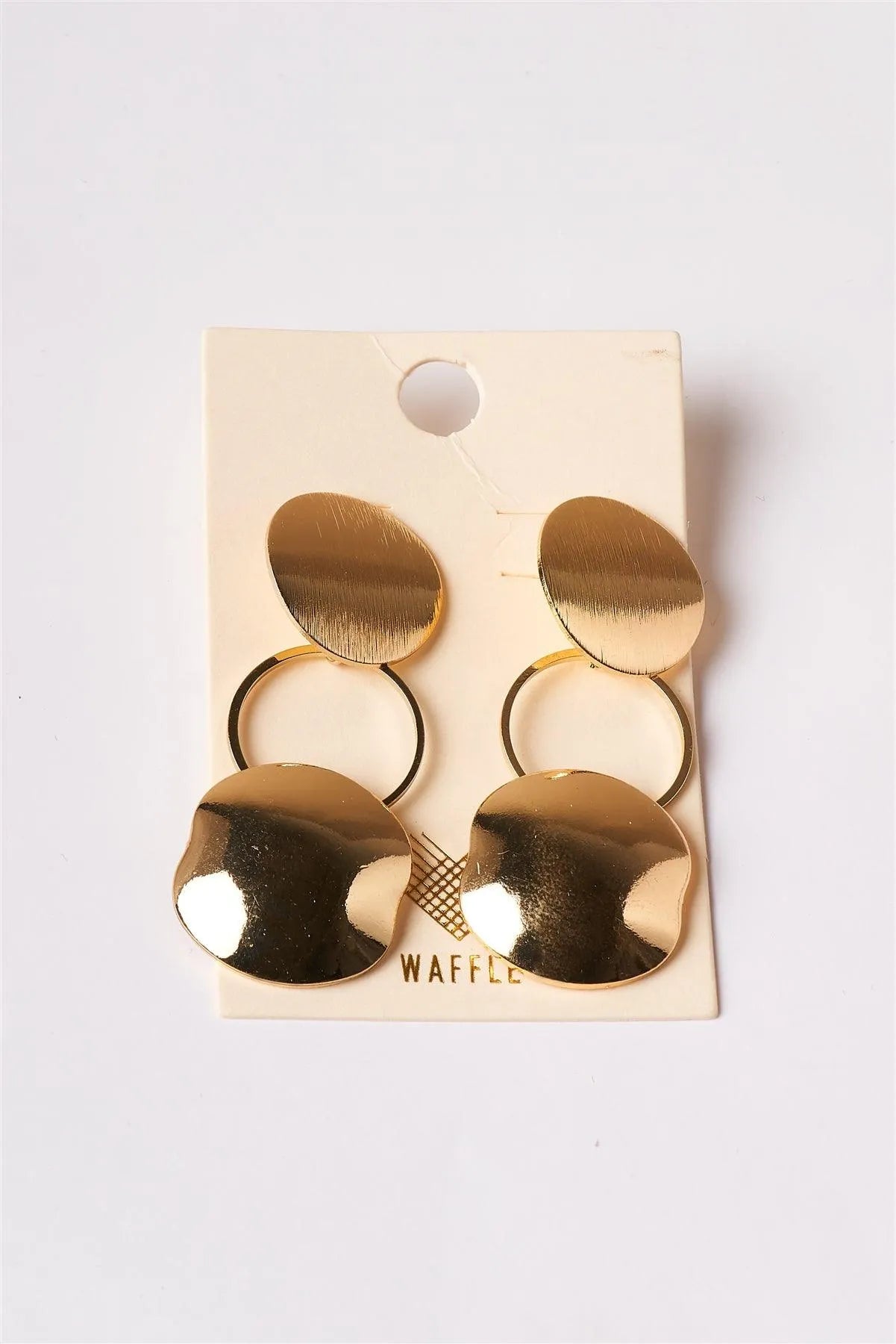 Gold Brushed Effect Circle Disc Dangle Drop Earrings /3 Pairs - Tasha Apparel Wholesale