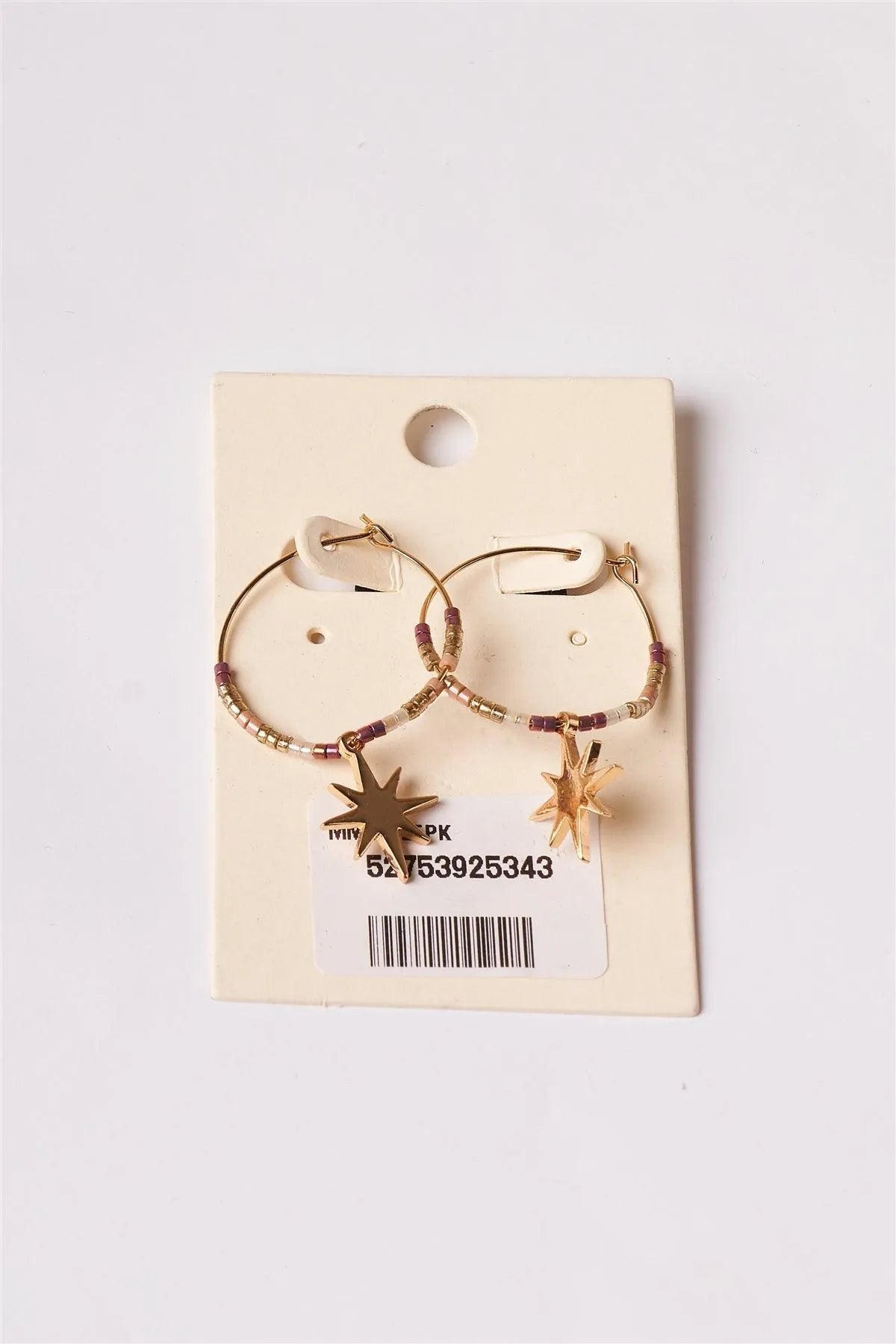 Pink Gold North Star Hoop Drop Earrings /3 Pairs - Tasha Apparel Wholesale