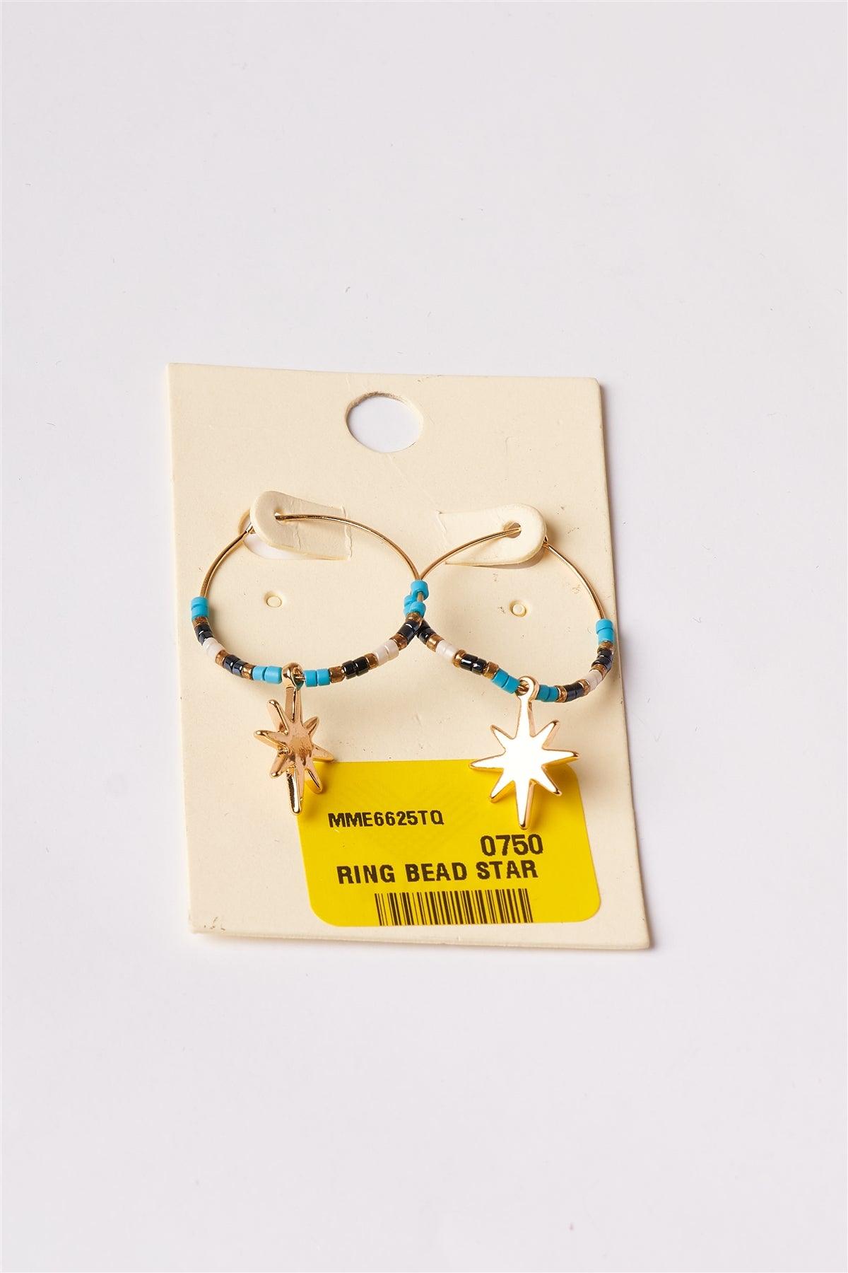 Turquoise North Star Hoop Drop Earrings /1 Pair