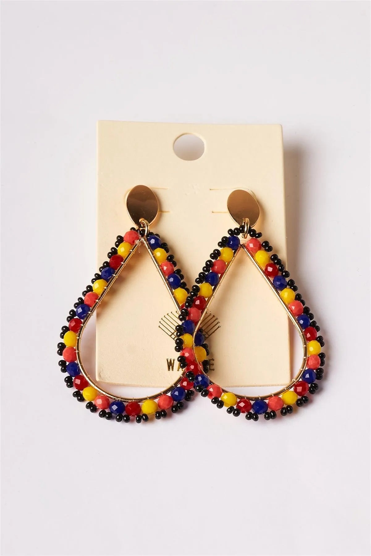 Multi Beaded Hoop Teardrop Earrings /1 Pair - Tasha Apparel Wholesale