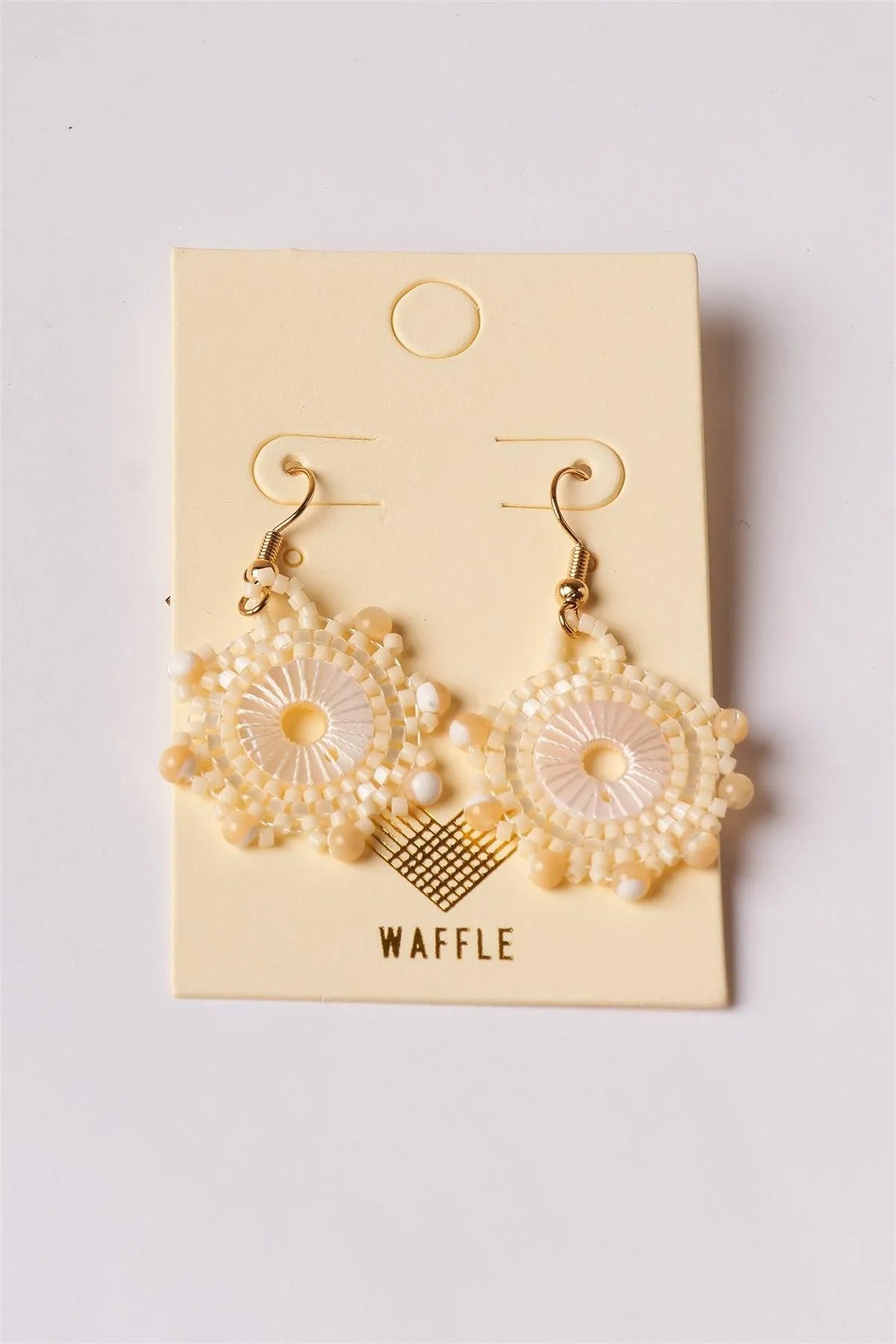 Ivory Beaded Circle Hook Drop Earrings /1 Pair - Tasha Apparel Wholesale